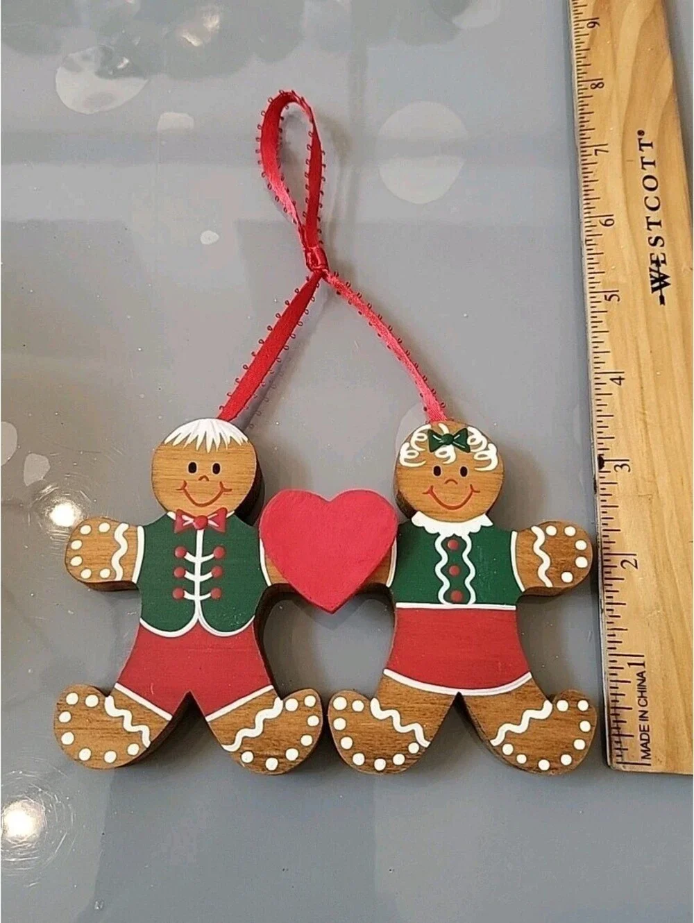 Vtg Christmas Ornament Decoration Gingerbread Couple1990 Signed Maryann Sanders